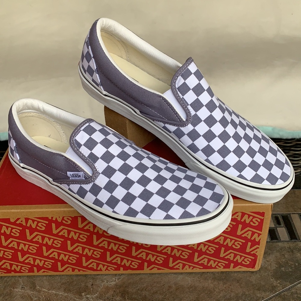 VANS CLASSIC SLIP ON CHECKERBOARD Blgrnt/TRWHT WMN - Picture 2 of 15